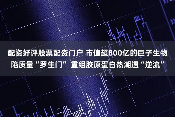 配资好评股票配资门户 市值超800亿的巨子生物陷质量“罗生门” 重组胶原蛋白热潮遇“逆流”